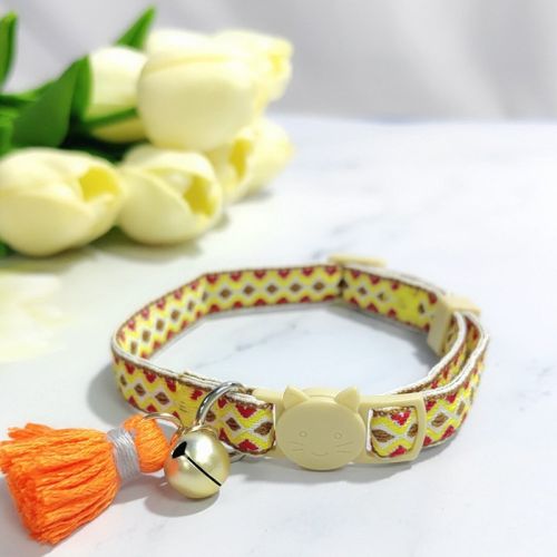 Anti-suffocation Safety Buckle Cat Collar Tassel Bell Adjustable Anchor Chain Rope