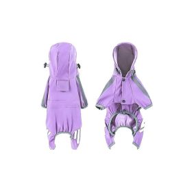 Big Dog Raincoat Cape-style Reflective Stripe Pet (Option: Purple-XXL)