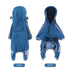 Big Dog Raincoat Cape-style Reflective Stripe Pet (Option: Blue-XXL)