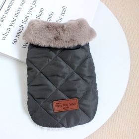 Dog Clothes Autumn And Winter Clothing Thickened Warm Cotton Coat (Option: Dark Gray-XXL)
