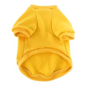 Pet Clothes Fleece-lined Thickened Solid Color Hoodie (Option: Yellow-XS)