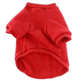 Pet Clothes Fleece-lined Thickened Solid Color Hoodie (Option: Red-XS)