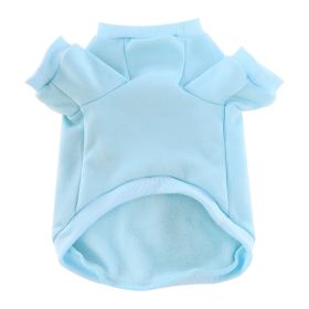 Pet Clothes Fleece-lined Thickened Solid Color Hoodie (Option: Blue-XS)