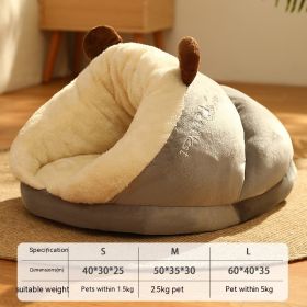 Warm Velvet Padded Thickened Small Dog Nest (Option: Gray Brown Bear-M)