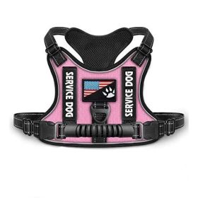 Shock Absorption Comfortable Night Vision Reflective Pet Harness Dog Vest Traction Chest Strap (Option: Pink-M)