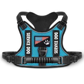 Shock Absorption Comfortable Night Vision Reflective Pet Harness Dog Vest Traction Chest Strap (Option: Blue-M)